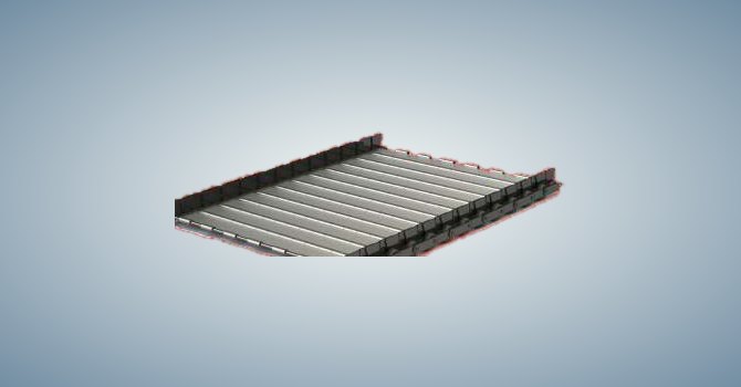Hinged metal belt slats for chip conveyors